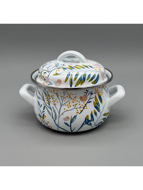 Crofton Other - Crofton Casserole Pot Dutch Oven 1 Qt Floral Enamelware Double Handle & Lid